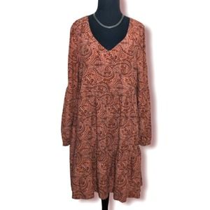 Lucky Brand Women's Paisley Boho Pullover Dress Medium